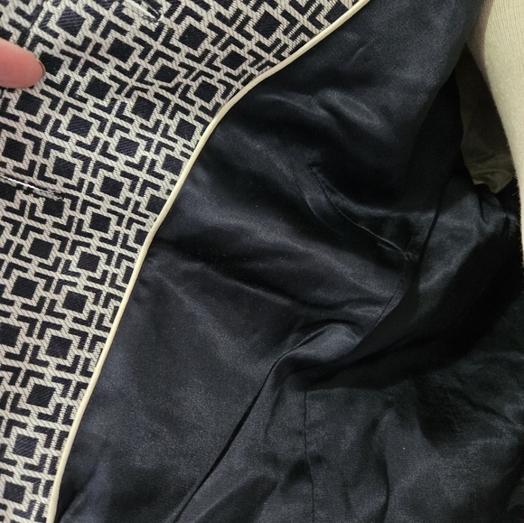 BANANA REPUBLIC Silk And Cotton Cropped Navy And White Jacket. Size 2 - Picture 7 of 12